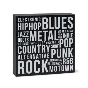 Music Genres Wooden Sign Block